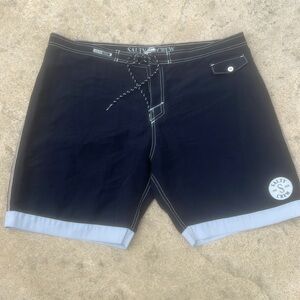 Salty Crew Men's Black w Grey Trim Nylon Boardshorts Size 40